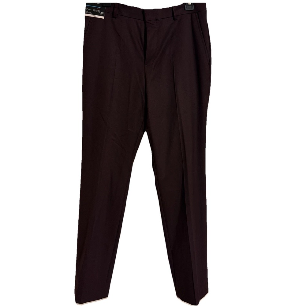 JF J Ferrar Men's Burgundy Dress Pants Sz 30/32 Slim Stretch Flat Waistband NWT